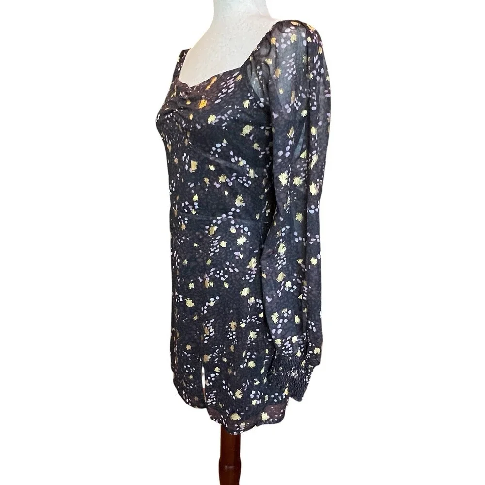 Sage The Label Floral Mini Dress Size S Sweetheart Neck Smocked Back Sheer